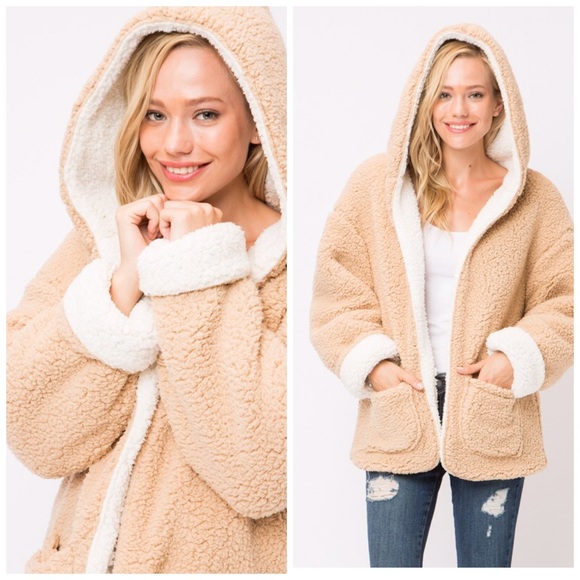 ❤️ SALE 1HR! Soft Reversible Sherpa Jacket Hoodie - Picture 7 of 7